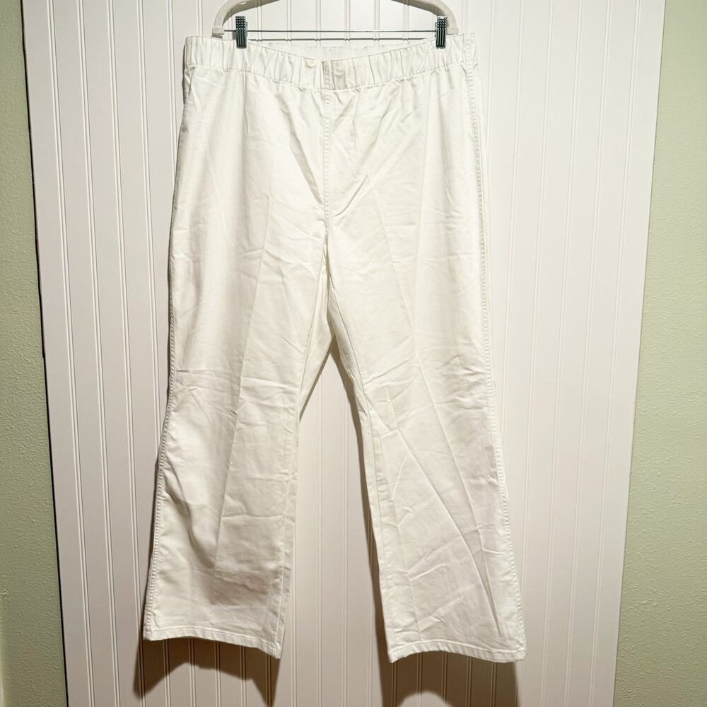 Soft Surroundings White Pull On Cotton Pants Wide Leg Plus Size 2X